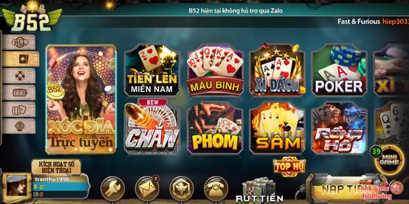 Giới thiệu chi tiết sảnh game bài tại B52 Club